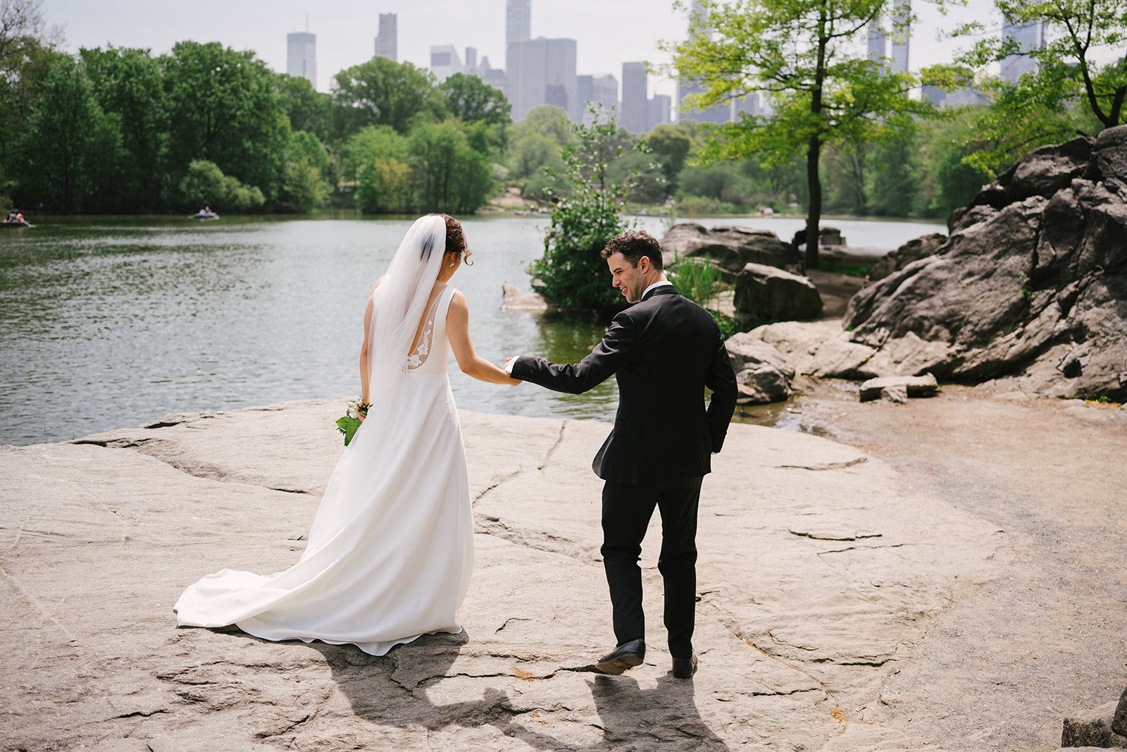 Central Park wedding photographer in Ladies' Pavilion with luxury minimal natural composition
